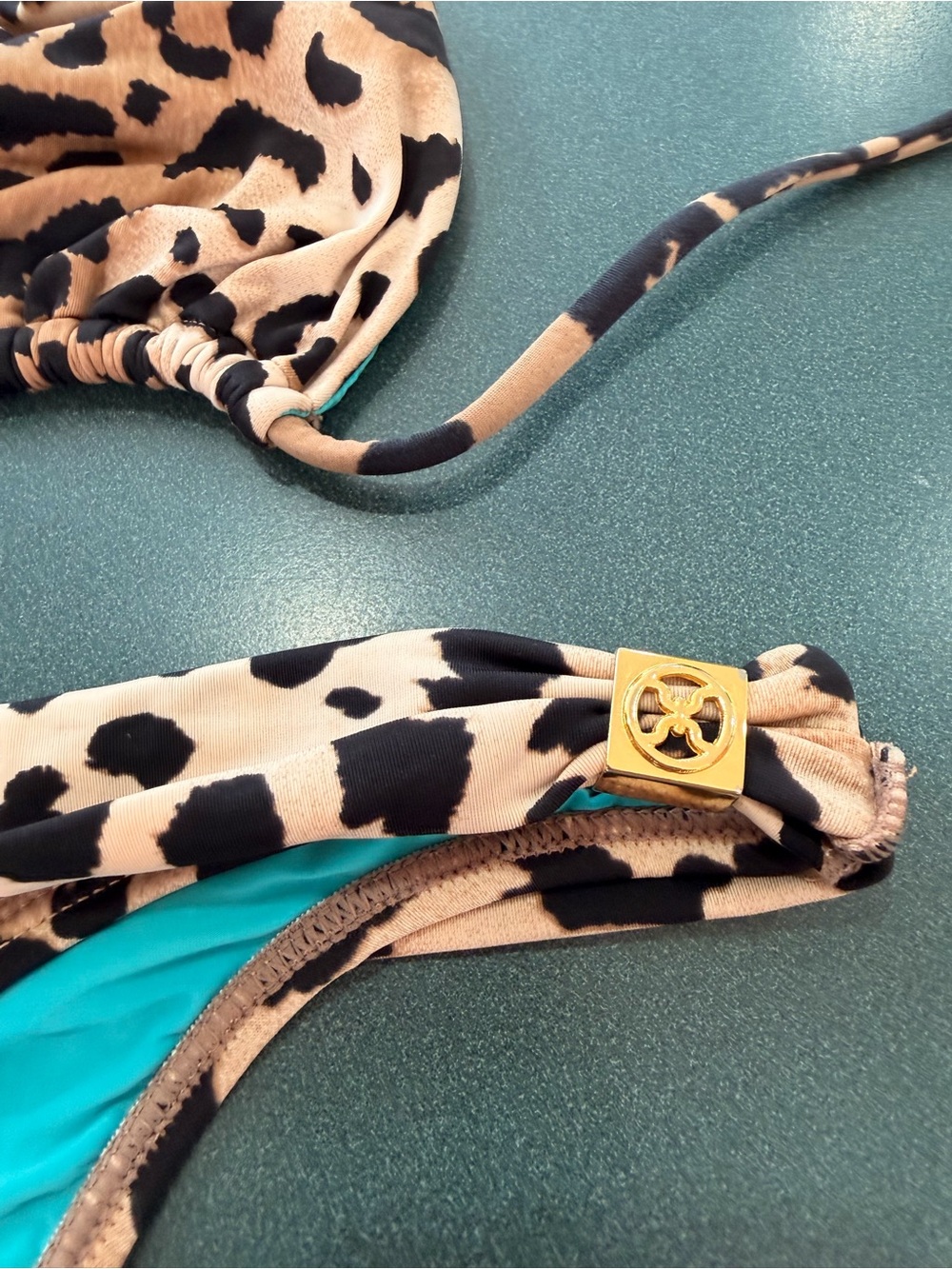 Vix Paula Hermanny Leopard Aqua Triangle Bikini Set - Picture 3 of 16